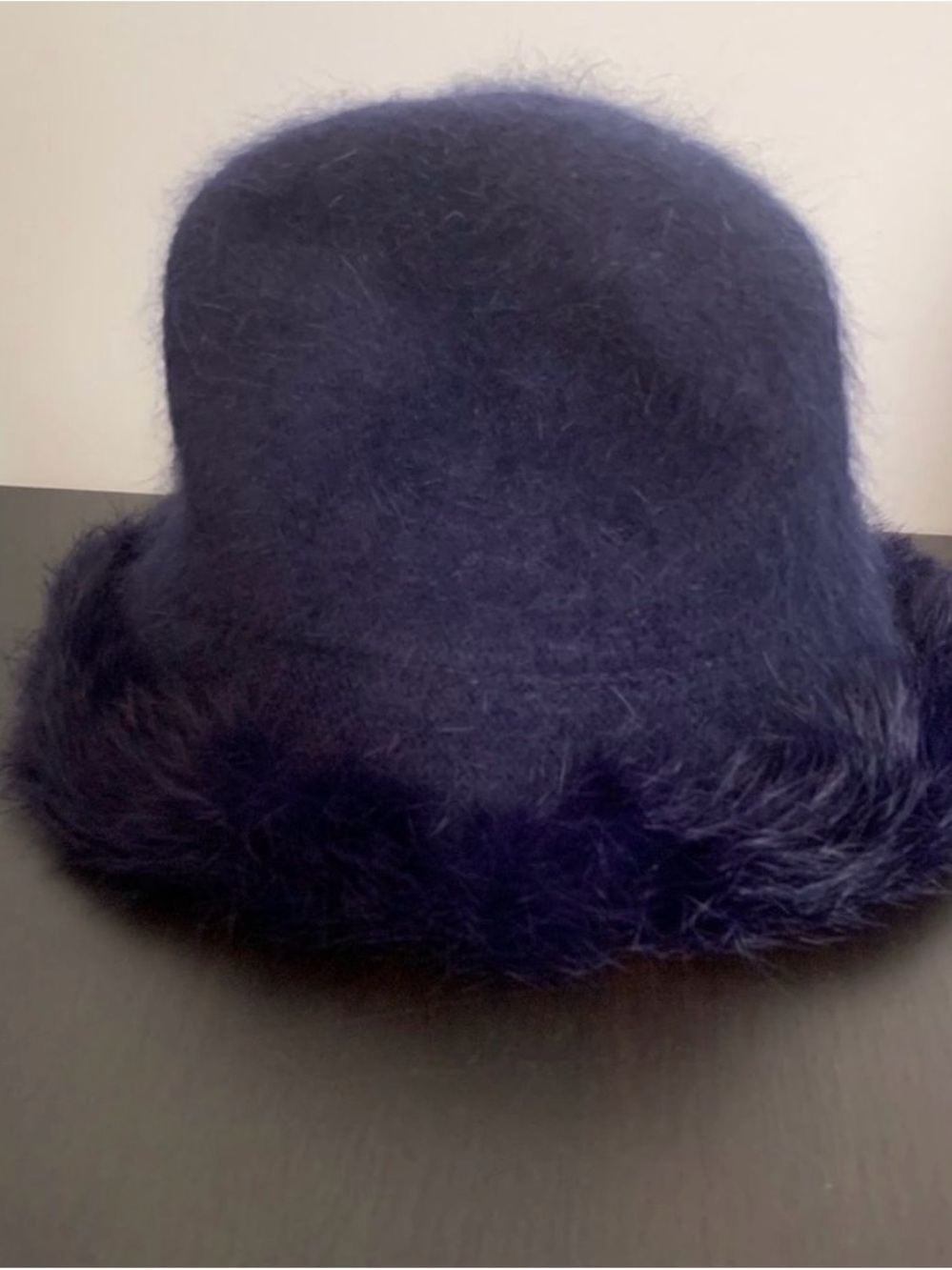 Deep Blue Rabbit/Angora Wool Blend Hat - Picture 6 of 7